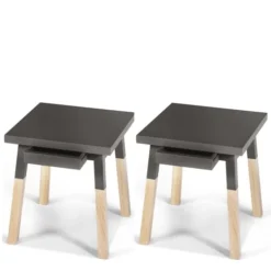 MON PETIT MEUBLE FRANCAIS Tables De Chevet Good Is Beautiful 2 Chevets Laqués Avec Tiroir En Frêne, Plateau 40 Cm