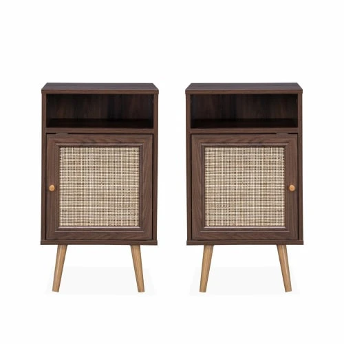 Alice's Garden 2 Tables De Chevet Cannage Couleur Bois Foncé 4 Alice's Garden 2 Tables De Chevet Cannage Couleur Bois Foncé – Image 2