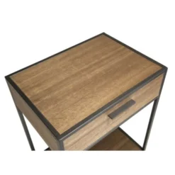 MACABANE Tables De Chevet Chevet 1 Tiroir 1 étagère Bois Sapin Et Métal -Tables De Chevet Soldes chevet 1 tiroir 1 etagere bois sapin et metal 2