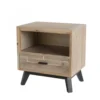 MACABANE Tables De Chevet Chevet 1 Tiroir 1 Niche Beige Pieds En Sapin Noir -Tables De Chevet Soldes chevet 1 tiroir 1 niche beige pieds en sapin noir