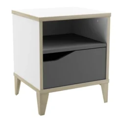Calicosy Tables De Chevet Chevet 1 Tiroir 1 Niche L36,8 Cm - Blanc Et Gris -Tables De Chevet Soldes chevet 1 tiroir 1 niche l36 8 cm blanc et gris 2