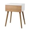 MACABANE Tables De Chevet Chevet 1 Tiroir En Bois Clair Et Blanc -Tables De Chevet Soldes chevet 1 tiroir en bois clair et blanc