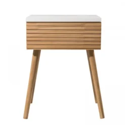 MACABANE Tables De Chevet Chevet 1 Tiroir En Bois Clair Et Blanc -Tables De Chevet Soldes chevet 1 tiroir en bois clair et blanc 4