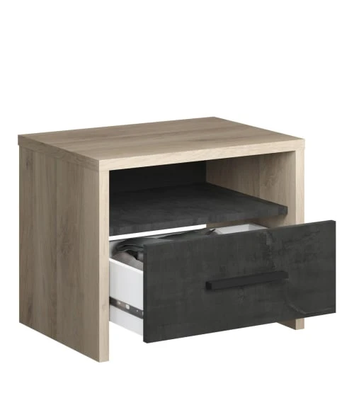 Calicosy Tables De Chevet Chevet 1 Tiroir Et 1 Niche L49.6 Cm - Décor Chêne Et Noir 6 Calicosy Tables De Chevet Chevet 1 Tiroir Et 1 Niche L49.6 Cm - Décor Chêne Et Noir – Image 4