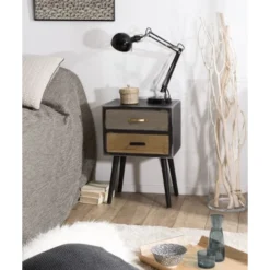 MACABANE Tables De Chevet Chevet 2 Tiroirs -Tables De Chevet Soldes chevet 2 tiroirs 1