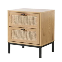 Casâme Tables De Chevet Chevet 2 Tiroirs Aspect Chêne Avec Cannage Rotin - H51cm 10 Casâme Tables De Chevet Chevet 2 Tiroirs Aspect Chêne Avec Cannage Rotin - H51cm -Tables De Chevet Soldes chevet 2 tiroirs aspect chene avec cannage rotin h51cm 2