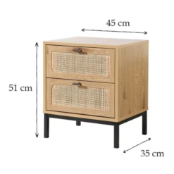 Casâme Tables De Chevet Chevet 2 Tiroirs Aspect Chêne Avec Cannage Rotin - H51cm 12 Casâme Tables De Chevet Chevet 2 Tiroirs Aspect Chêne Avec Cannage Rotin - H51cm -Tables De Chevet Soldes chevet 2 tiroirs aspect chene avec cannage rotin h51cm 4