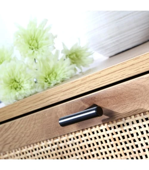 Casâme Tables De Chevet Chevet 2 Tiroirs Aspect Chêne Avec Cannage Rotin - H51cm 8 Casâme Tables De Chevet Chevet 2 Tiroirs Aspect Chêne Avec Cannage Rotin - H51cm – Image 6