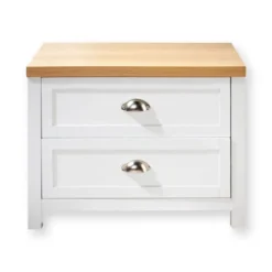 Casâme Tables De Chevet Chevet 2 Tiroirs Blanc Et Décor Chêne L60 Cm