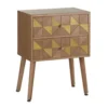 Altobuy Tables De Chevet Chevet 2 Tiroirs Bois Naturel Et Teinté Or -Tables De Chevet Soldes chevet 2 tiroirs bois naturel et teinte or
