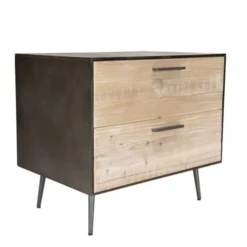 MACABANE Tables De Chevet Chevet 2 Tiroirs Bois Sapin Et Pieds Métal -Tables De Chevet Soldes chevet 2 tiroirs bois sapin et pieds metal 5