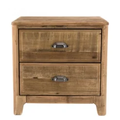 MACABANE Tables De Chevet Chevet 2 Tiroirs En Pin Recyclé -Tables De Chevet Soldes chevet 2 tiroirs en pin recycle 4