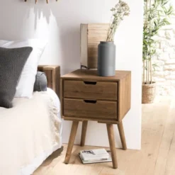 MACABANE Tables De Chevet Chevet 2 Tiroirs En Sapin -Tables De Chevet Soldes chevet 2 tiroirs en sapin 1