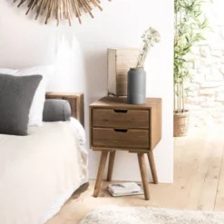 MACABANE Tables De Chevet Chevet 2 Tiroirs En Sapin -Tables De Chevet Soldes chevet 2 tiroirs en sapin 3