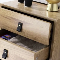 Casâme Tables De Chevet Chevet 2 Tiroirs Pieds Métal Effet Chêne -Tables De Chevet Soldes chevet 2 tiroirs pieds metal effet chene 3