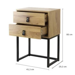 Casâme Tables De Chevet Chevet 2 Tiroirs Pieds Métal Effet Chêne -Tables De Chevet Soldes chevet 2 tiroirs pieds metal effet chene 5