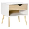 Homcom Tables De Chevet Chevet Design Scandinave Avec Niche Blanc Aspect Chêne Clair -Tables De Chevet Soldes chevet design scandinave avec niche blanc aspect chene clair