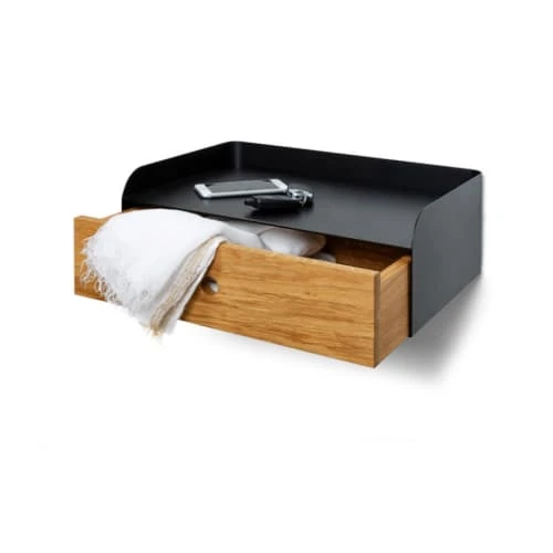 WOODEK Tables De Chevet Chevet En Chêne Massif Et Métal Noir 5 WOODEK Tables De Chevet Chevet En Chêne Massif Et Métal Noir – Image 3