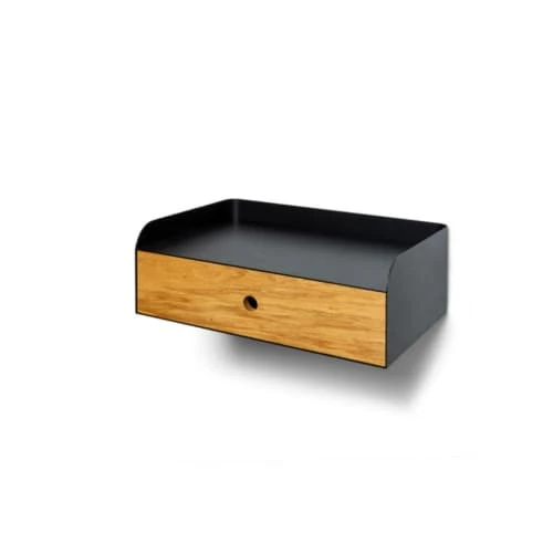 WOODEK Tables De Chevet Chevet En Chêne Massif Et Métal Noir 3 WOODEK Tables De Chevet Chevet En Chêne Massif Et Métal Noir