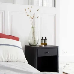 Decoclico Factory Tables De Chevet Chevet En Métal 1 Tiroir 1 Niche Noir -Tables De Chevet Soldes chevet en metal 1 tiroir 1 niche noir 3