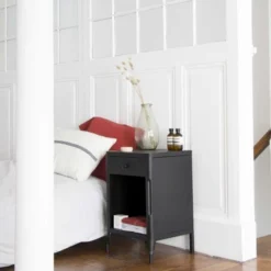 Decoclico Factory Tables De Chevet Chevet En Métal 1 Tiroir 1 Niche Noir -Tables De Chevet Soldes chevet en metal 1 tiroir 1 niche noir 4