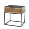 MACABANE Tables De Chevet Chevet En Métal Noir 1 Tiroir Cannage Couleur Naturelle -Tables De Chevet Soldes chevet en metal noir 1 tiroir cannage couleur naturelle