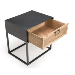 MACABANE Tables De Chevet Chevet En Métal Noir 1 Tiroir Cannage Couleur Naturelle -Tables De Chevet Soldes chevet en metal noir 1 tiroir cannage couleur naturelle 4