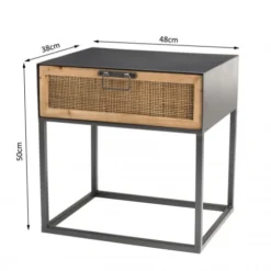 MACABANE Tables De Chevet Chevet En Métal Noir 1 Tiroir Cannage Couleur Naturelle -Tables De Chevet Soldes chevet en metal noir 1 tiroir cannage couleur naturelle 5