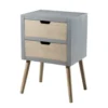 MACABANE Tables De Chevet Chevet En Pin Gris 2 Tiroirs Beige -Tables De Chevet Soldes chevet en pin gris 2 tiroirs beige