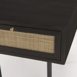 MACABANE Tables De Chevet Chevet Noir 1 Tiroir Cannage -Tables De Chevet Soldes chevet noir 1 tiroir cannage 3