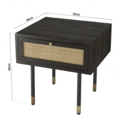 MACABANE Tables De Chevet Chevet Noir 1 Tiroir Cannage -Tables De Chevet Soldes chevet noir 1 tiroir cannage 5