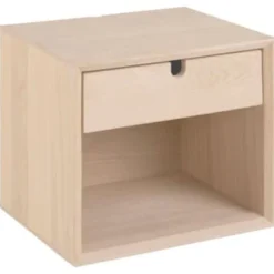 Hellin Tables De Chevet Chevet Suspendu Cube En Finition Bois Avec Une Niche Et Un Tiroir -Tables De Chevet Soldes chevet suspendu cube en finition bois avec une niche et un tiroir 2