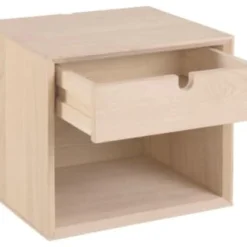 Hellin Tables De Chevet Chevet Suspendu Cube En Finition Bois Avec Une Niche Et Un Tiroir -Tables De Chevet Soldes chevet suspendu cube en finition bois avec une niche et un tiroir 3