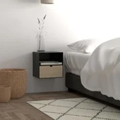 Hellin Tables De Chevet Chevet Suspendu Cube En Métal Et Bambou 1 Tiroir 1 Niche -Tables De Chevet Soldes chevet suspendu cube en metal et bambou 1 tiroir 1 niche 1