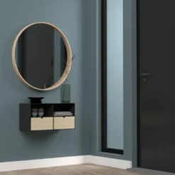 Hellin Tables De Chevet Chevet Suspendu Cube En Métal Et Bambou 1 Tiroir 1 Niche -Tables De Chevet Soldes chevet suspendu cube en metal et bambou 1 tiroir 1 niche 2