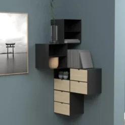 Hellin Tables De Chevet Chevet Suspendu Cube En Métal Et Bambou 1 Tiroir 1 Niche -Tables De Chevet Soldes chevet suspendu cube en metal et bambou 1 tiroir 1 niche 4