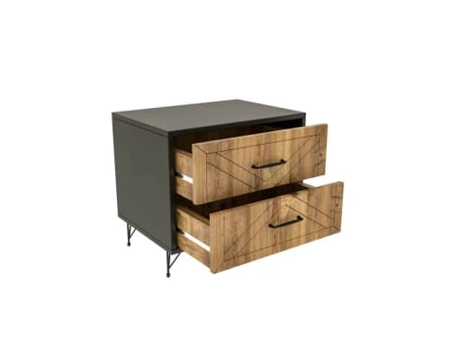 Toilinux Tables De Chevet DIRKA - Table De Chevet Anthracite Pin 5 Toilinux Tables De Chevet DIRKA - Table De Chevet Anthracite Pin – Image 3