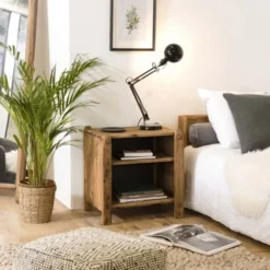 MACABANE Tables De Chevet Etagère 2 Niveaux En Pin Recyclé -Tables De Chevet Soldes etagere 2 niveaux en pin recycle 1