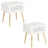 Toilinux Lot De 2 Tables De Chevet Avec 1 Tiroir En Bambou Et Mdf Blanc 2 Toilinux Lot De 2 Tables De Chevet Avec 1 Tiroir En Bambou Et Mdf Blanc -Tables De Chevet Soldes lot de 2 tables de chevet avec 1 tiroir en bambou et mdf blanc