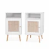 Alice's Garden Lot De 2 Tables De Chevet En Cannage, Blanc -Tables De Chevet Soldes lot de 2 tables de chevet en cannage blanc