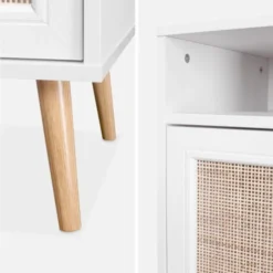 Alice's Garden Lot De 2 Tables De Chevet En Cannage, Blanc 12 Alice's Garden Lot De 2 Tables De Chevet En Cannage, Blanc -Tables De Chevet Soldes lot de 2 tables de chevet en cannage blanc 4