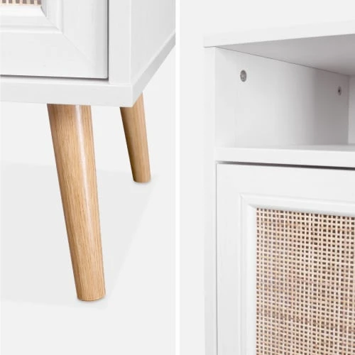 Alice's Garden Lot De 2 Tables De Chevet En Cannage, Blanc 7 Alice's Garden Lot De 2 Tables De Chevet En Cannage, Blanc – Image 5