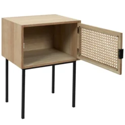 Toilinux Lot De 2 Tables De Chevet En Cannage Et Métal Marron -Tables De Chevet Soldes lot de 2 tables de chevet en cannage et metal marron 2