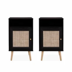 Alice's Garden Lot De 2 Tables De Chevet En Cannage Noir 11 Alice's Garden Lot De 2 Tables De Chevet En Cannage Noir -Tables De Chevet Soldes lot de 2 tables de chevet en cannage noir 3