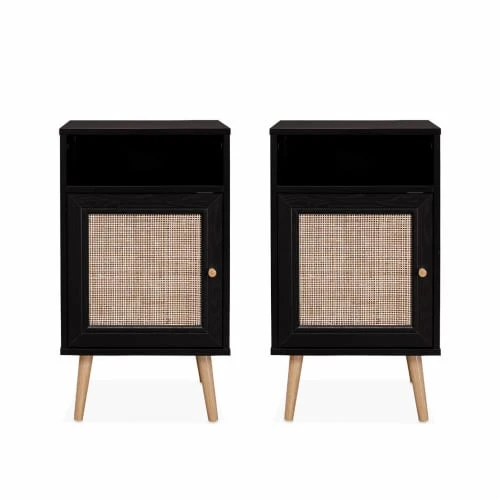Alice's Garden Lot De 2 Tables De Chevet En Cannage Noir 6 Alice's Garden Lot De 2 Tables De Chevet En Cannage Noir – Image 4