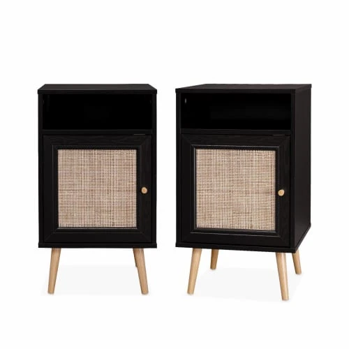 Alice's Garden Lot De 2 Tables De Chevet En Cannage Noir 3 Alice's Garden Lot De 2 Tables De Chevet En Cannage Noir