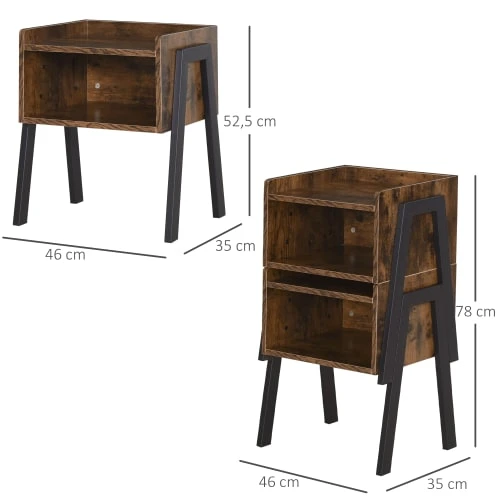 Homcom Lot De 2 Tables De Chevet Style Industriel 5 Homcom Lot De 2 Tables De Chevet Style Industriel – Image 3