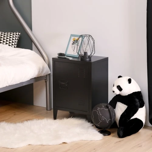 Urban Meuble Tables De Chevet Meuble De Rangement De Chevet En Métal De Style Industriel Noir 4 Urban Meuble Tables De Chevet Meuble De Rangement De Chevet En Métal De Style Industriel Noir – Image 2