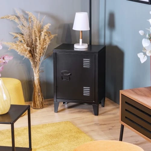 Urban Meuble Tables De Chevet Meuble De Rangement De Chevet En Métal De Style Industriel Noir 5 Urban Meuble Tables De Chevet Meuble De Rangement De Chevet En Métal De Style Industriel Noir – Image 3