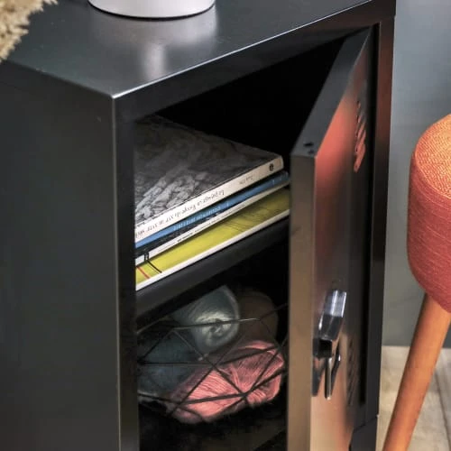 Urban Meuble Tables De Chevet Meuble De Rangement De Chevet En Métal De Style Industriel Noir 6 Urban Meuble Tables De Chevet Meuble De Rangement De Chevet En Métal De Style Industriel Noir – Image 4